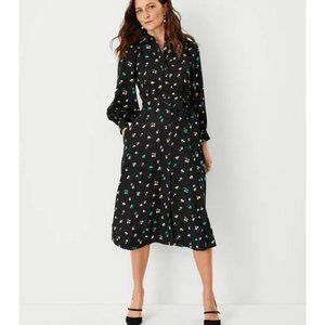 Ann Taylor Floral Belted Shirtdress New